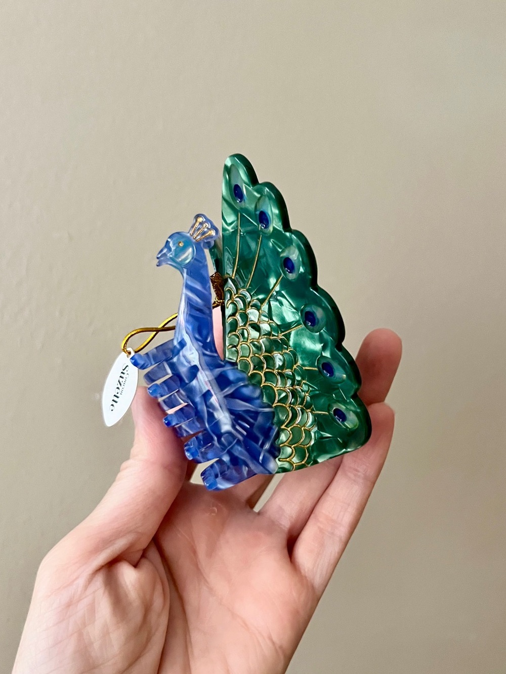 Peacock Decorative Hair Clip - Blue and Green